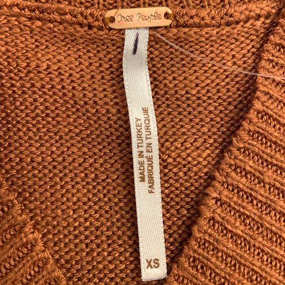 Free People Hannah Oversized Tunic Sweater Vest Knit Bronze V-Neck Size XS - Picture 7 of 9